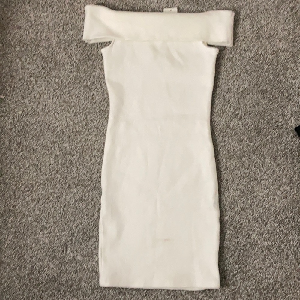 Brand new off the shoulder tight white dress.